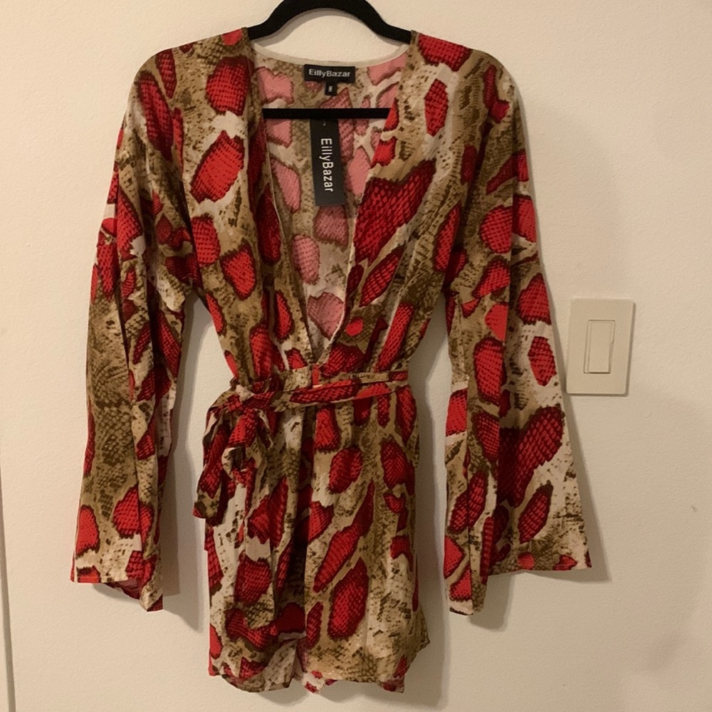 Brown and Red Snakeskin Romper